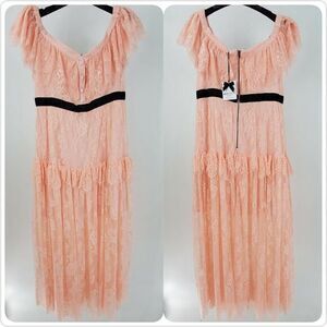 Women's No Secrets Rosa Pink Lace Maxi Dress Gown Size 44 / Medium‎ NEW B6